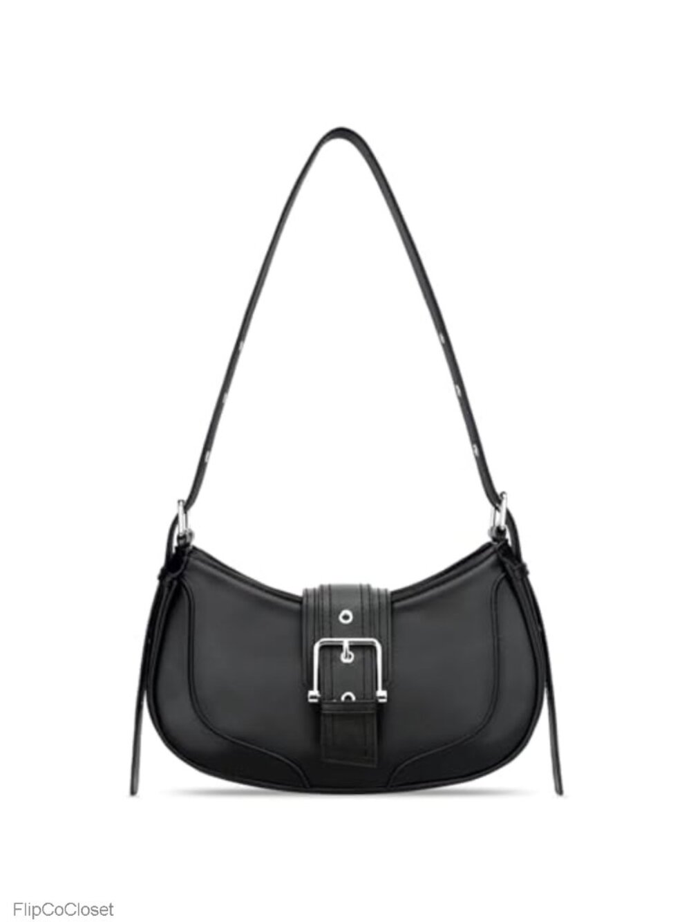 Retro Vegan Leather Crescent Hobo Shoulder Bag Y2K Adjustable Strap
